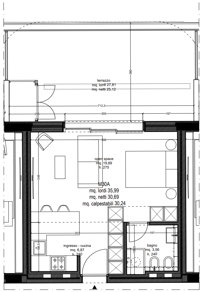 Monolocale Floor Plan